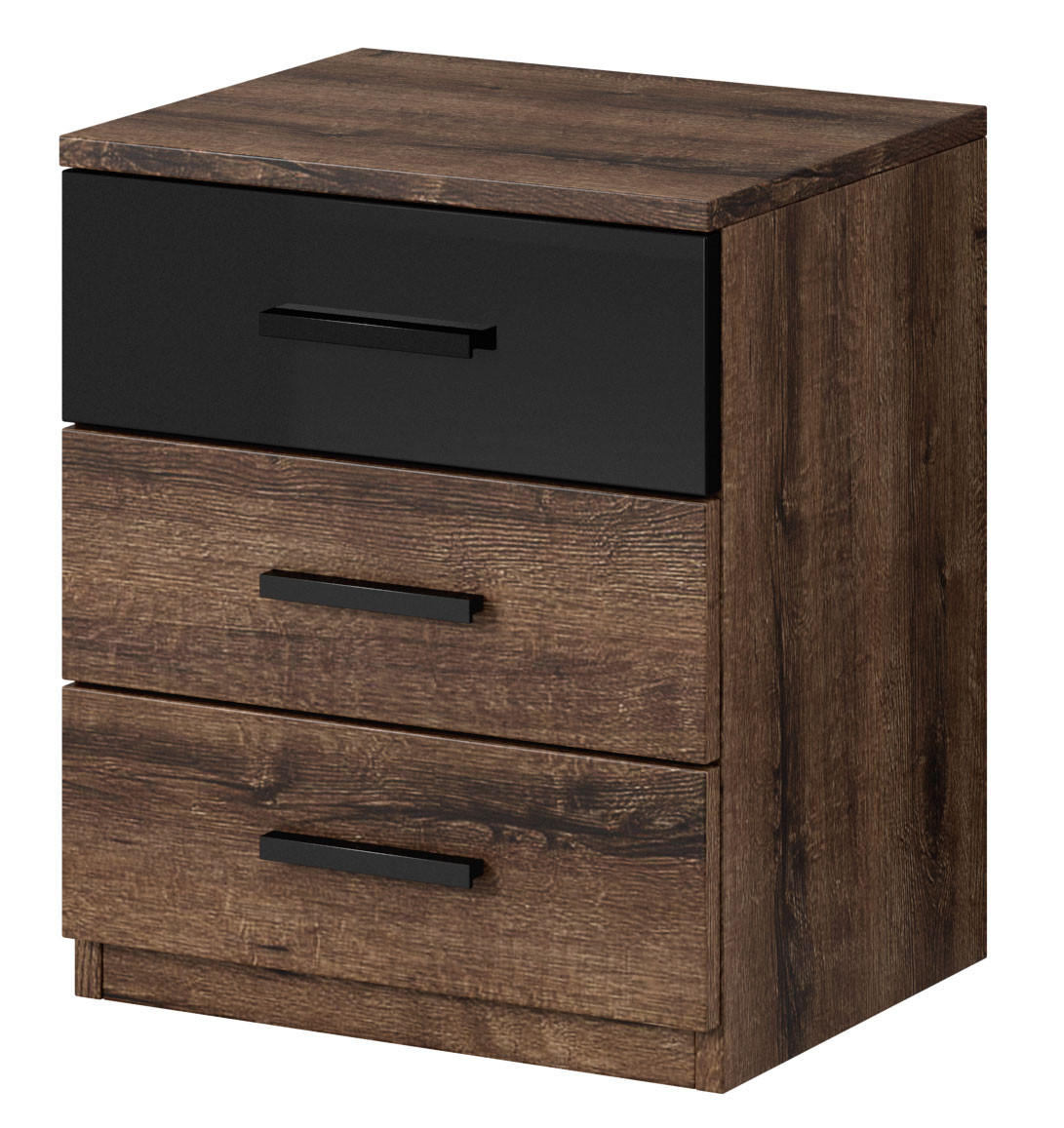 NACHTTISCH 2er-Set Granada Monastery Eiche / Schwarz Hochglanz 47 / 42 / 56 cm - Braun, Holz/Holzwerkstoff (47/56/42cm) - Feldmann-Wohnen