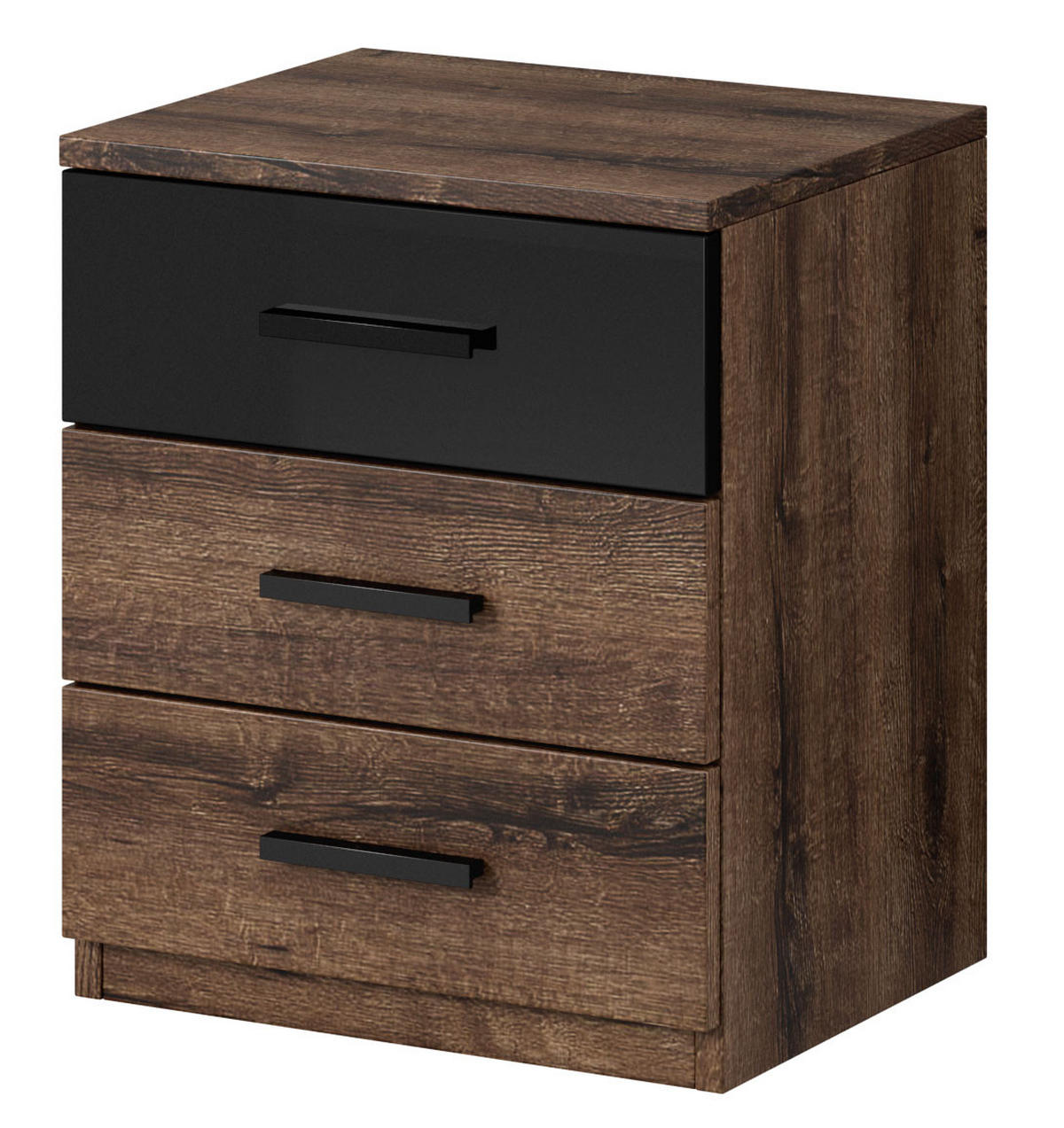 NACHTTISCH 2er-Set Granada Monastery Eiche / Schwarz Hochglanz 47 / 42 / 56 cm - Braun, Holz/Holzwerkstoff (47/56/42cm) - Feldmann-Wohnen