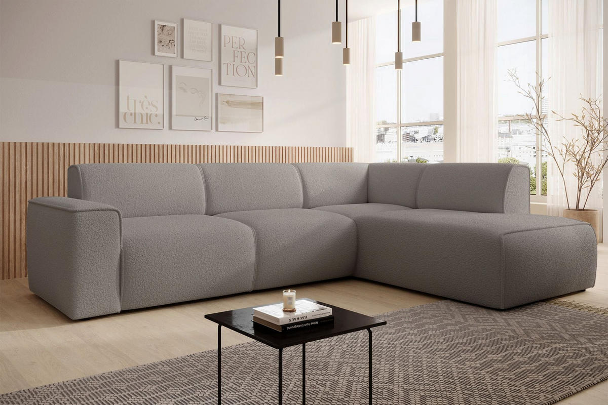 ECKSOFA Bouvi Graubraun rechts - Graubraun/Schwarz, Kunststoff/Textil (220/292cm) - Selsey