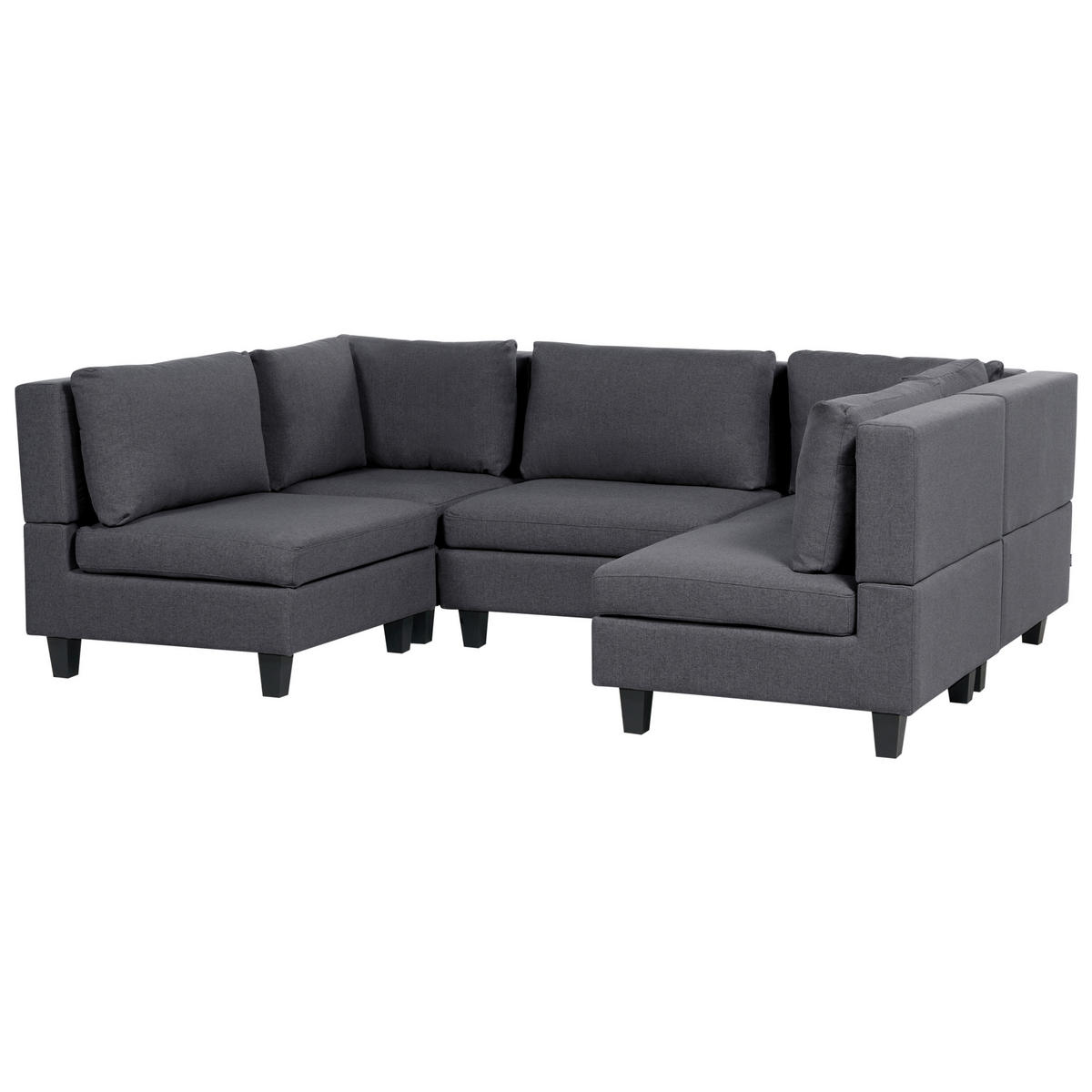 MODULÁRNÍ POHOVKA 5-místná Tvar U Tmavě šedá Látka Unstad - tmavě šedá, textil (228/72/76cm) - Beliani