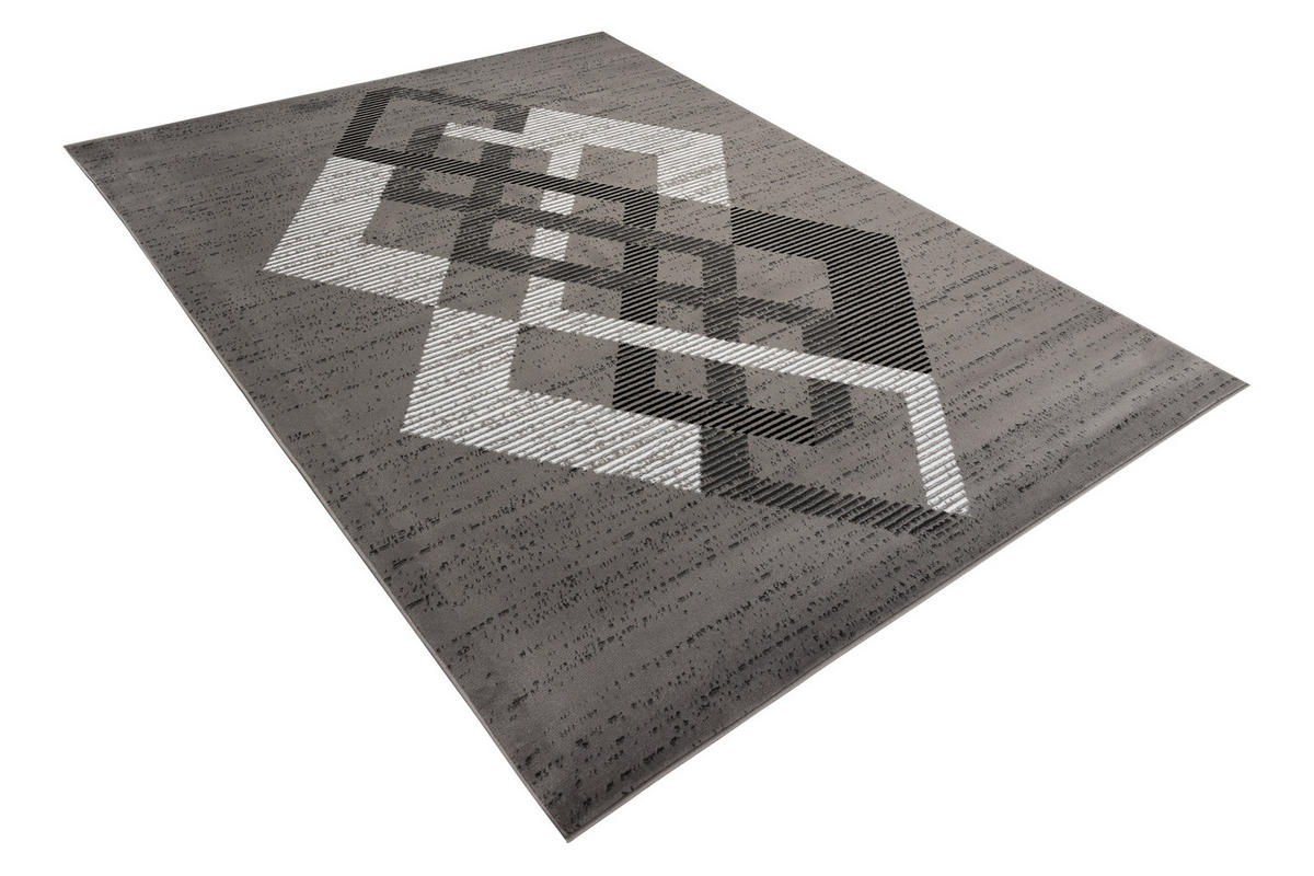 TEPPICH LUXURY Grau Rauten Geometrisch 140/200 cm - Grau, Textil (140/200cm) - Tapiso