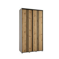 SCHWEBETÜRENSCHRANK 235,2/130/45 2-türig - Schwarz/Eiche Artisan, Holz/Metall (130/235/45cm) - Abiks Möbel