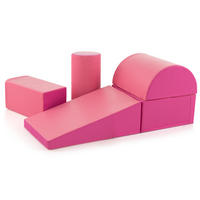 SOFTBAUSTEINE Rosa (5-teilig) - Pink, Leder (40/20/40cm) - COSTWAY