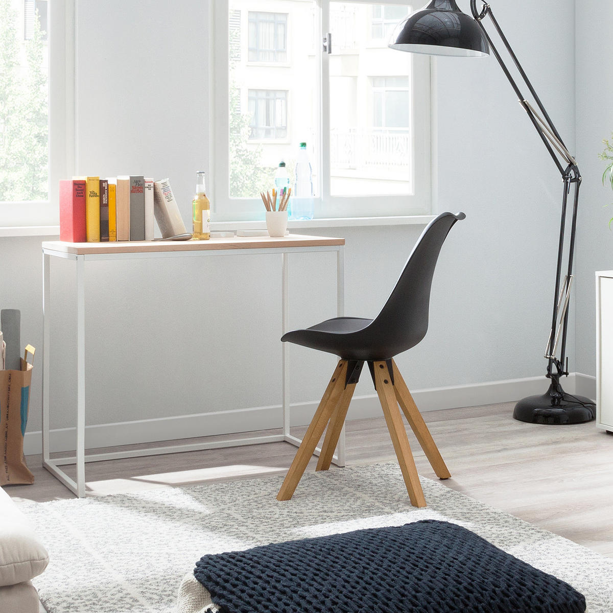 ESSZIMMERSTUHL - Schwarz/Braun, Holz/Kunststoff (49/85/55cm) - home24