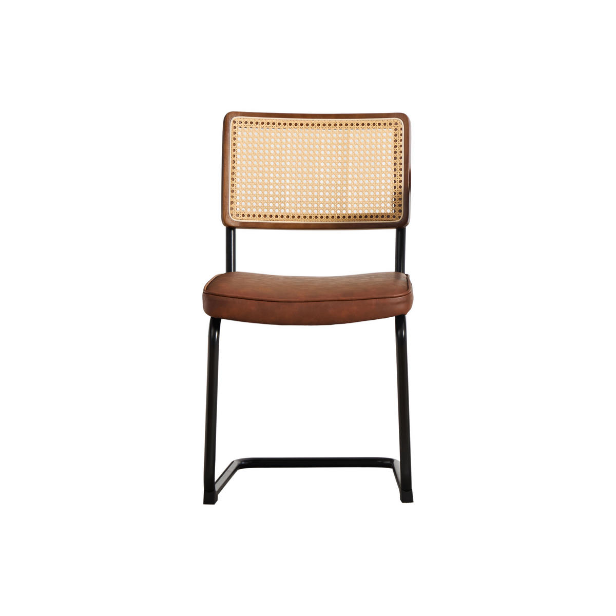 SCHWINGSTUHL DE-36881 2er-Set mit Rattan-Rückenlehne und PU-Leder-Sitz Braun - Braun, Metall (58/86/46cm) - ComfortXL