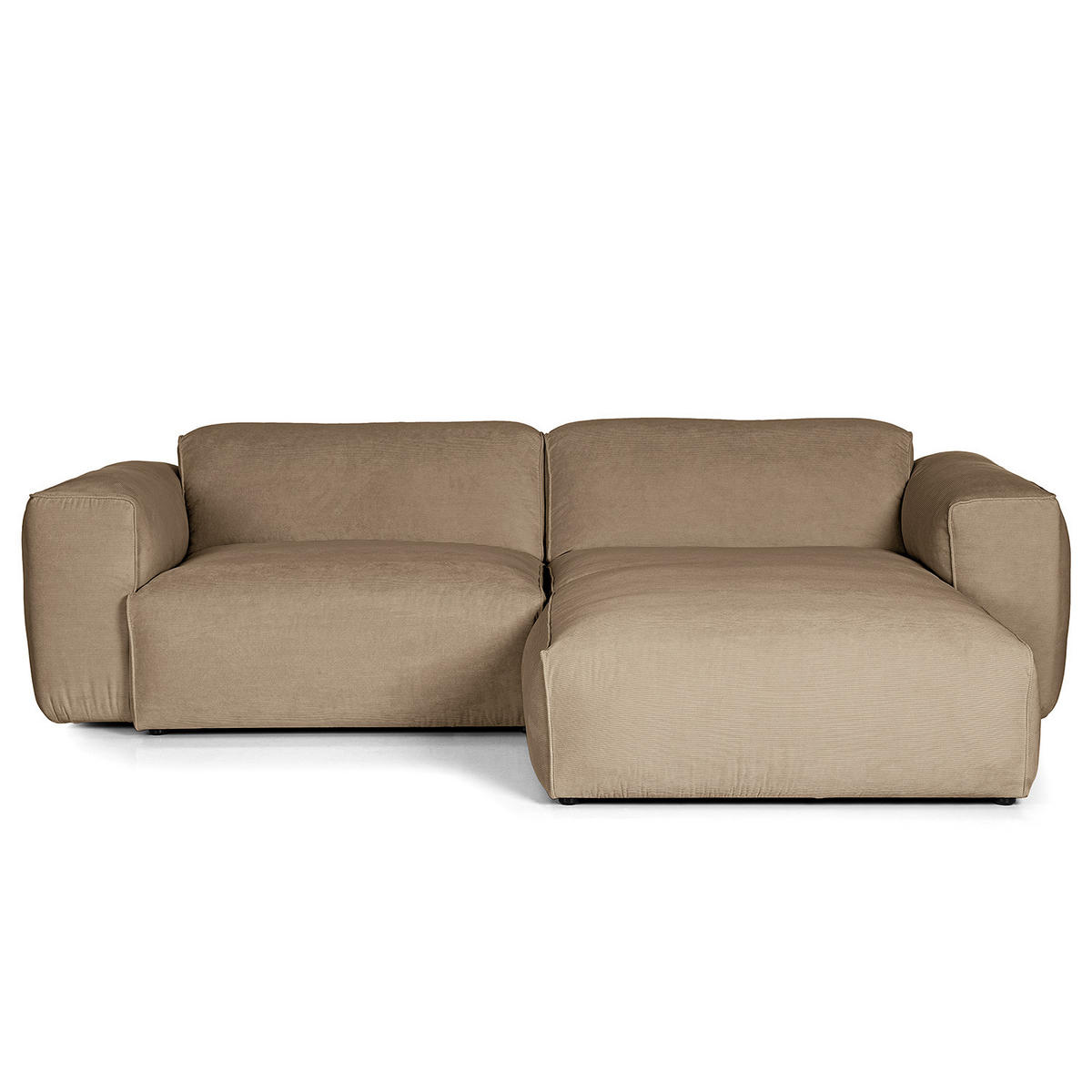 1,5-SITZER ECKSOFA mit Longchair - Taupe/Schwarz, Kunststoff/Textil (260/173cm) - home24
