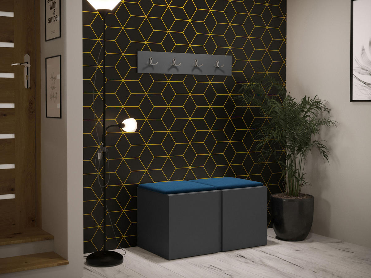 GARDEROBEN-SET Orion VI - Blau/Graphitfarben, Holzwerkstoff/Kunststoff (84/42/46cm) - MIRJAN24