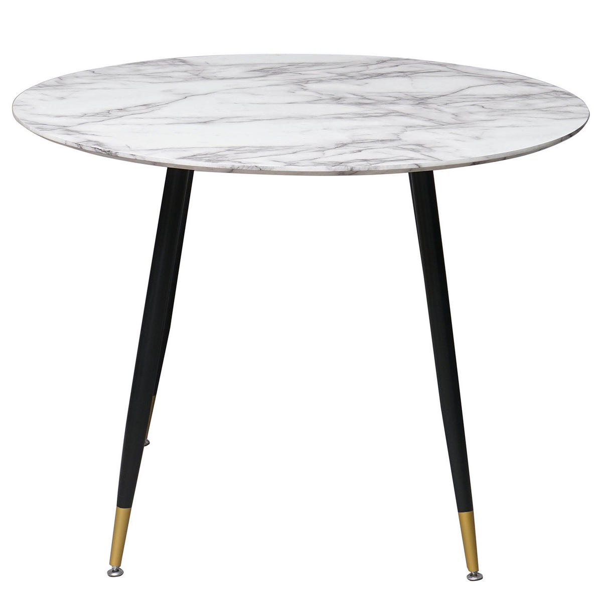 ESSTISCH - Marmor Weiß Dekor / Schwarz & Gold - Weiß, Holzwerkstoff/Metall (100/100/75cm) - home24