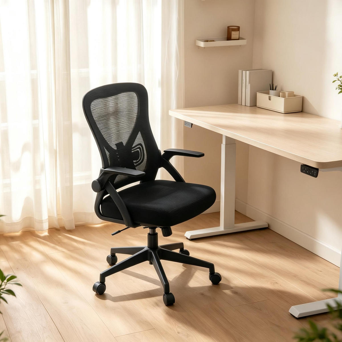 DREHSTUHL ergonomisches Design höhenverstellbar bis 150 kg - Schwarz, Leder (47/102/42cm) - Gisaae