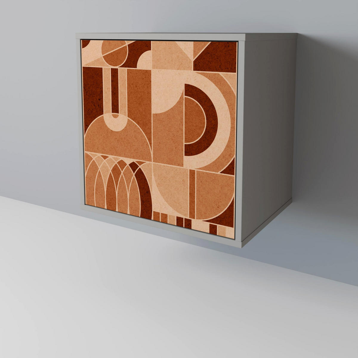 SIDEBOARD PRISM MOSAIC, Grau, 57,5x42x77,5 cm, Schräge Buchenholzfüße - Buchefarben/Multicolor, Holzwerkstoff/Buchenholz (57.5/77.5/42cm) - SpaceRebels