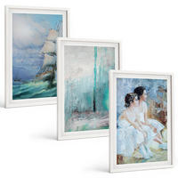 BILDER SET 3er Set - 40x60 cm Weißer Rahmen - Abstrakte Tänzerin auf dem Schiffsmeer - Weiß, Kunststoff (40/60cm) - TULUP
