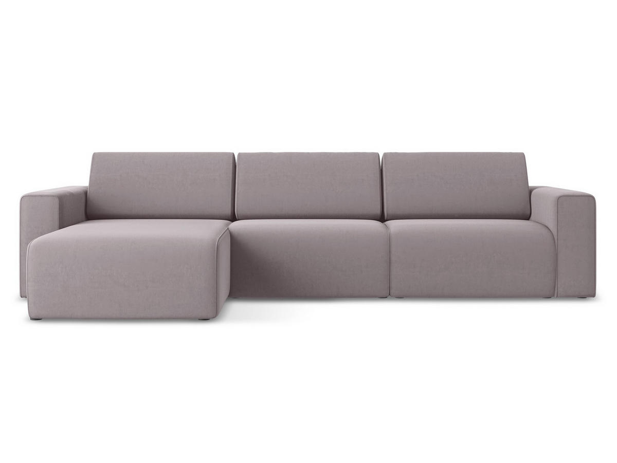 ECKSOFA Links Samt Stoff Violett - Lila/Flieder, Kunststoff/Textil (167/314cm) - Makamii