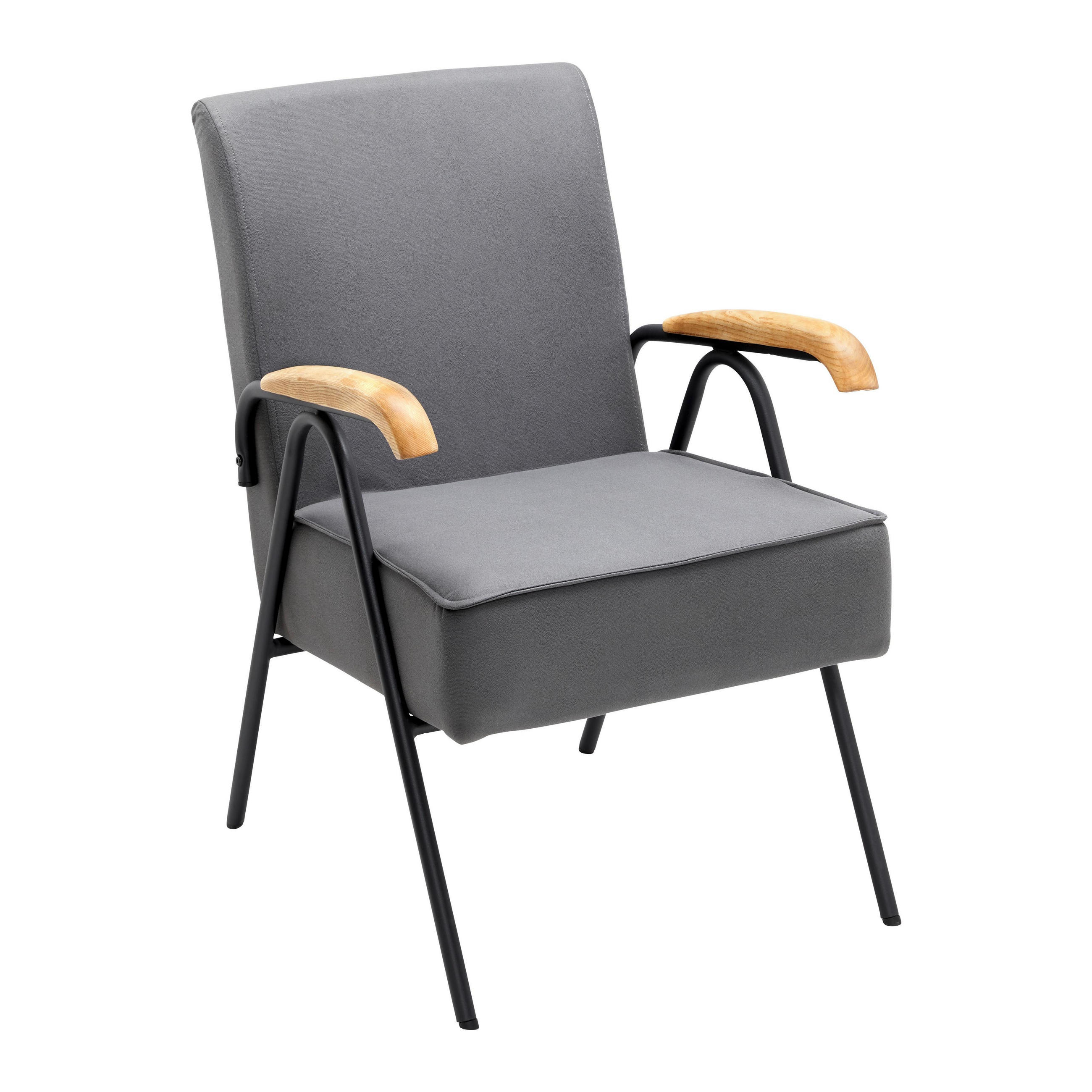 SESSEL Nati Grau Mikrofaser - Grau, Holz (52/79/66cm) - Bessagi Home