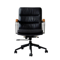BÜROSTUHL in Schwarz 59x73x87 cm aus Leder mit Höhenverstellung und Drehfunktion - Schwarz, Leder (73/87/59cm) - IVMEU