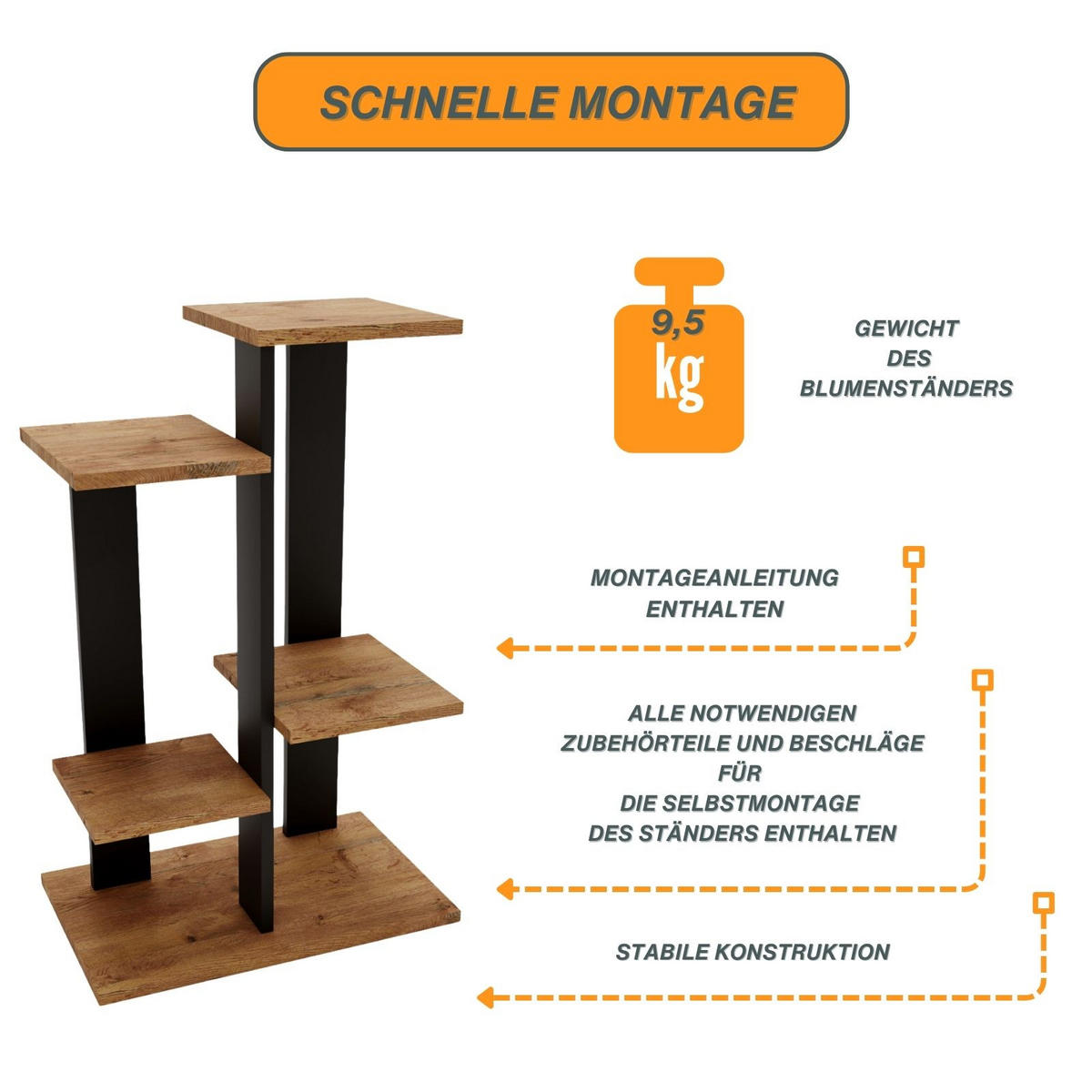 BLUMENSTÄNDER M4 - Nussbaumfarben, Holzwerkstoff (32/82/52cm) - RAUMHIRSCH FURNITURE