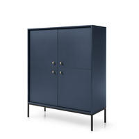 HIGHBOARD MONDO 104/125/39 cm mit 4 Türen Blau - Blau, Holzwerkstoff (104/125/39cm) - MASSENO