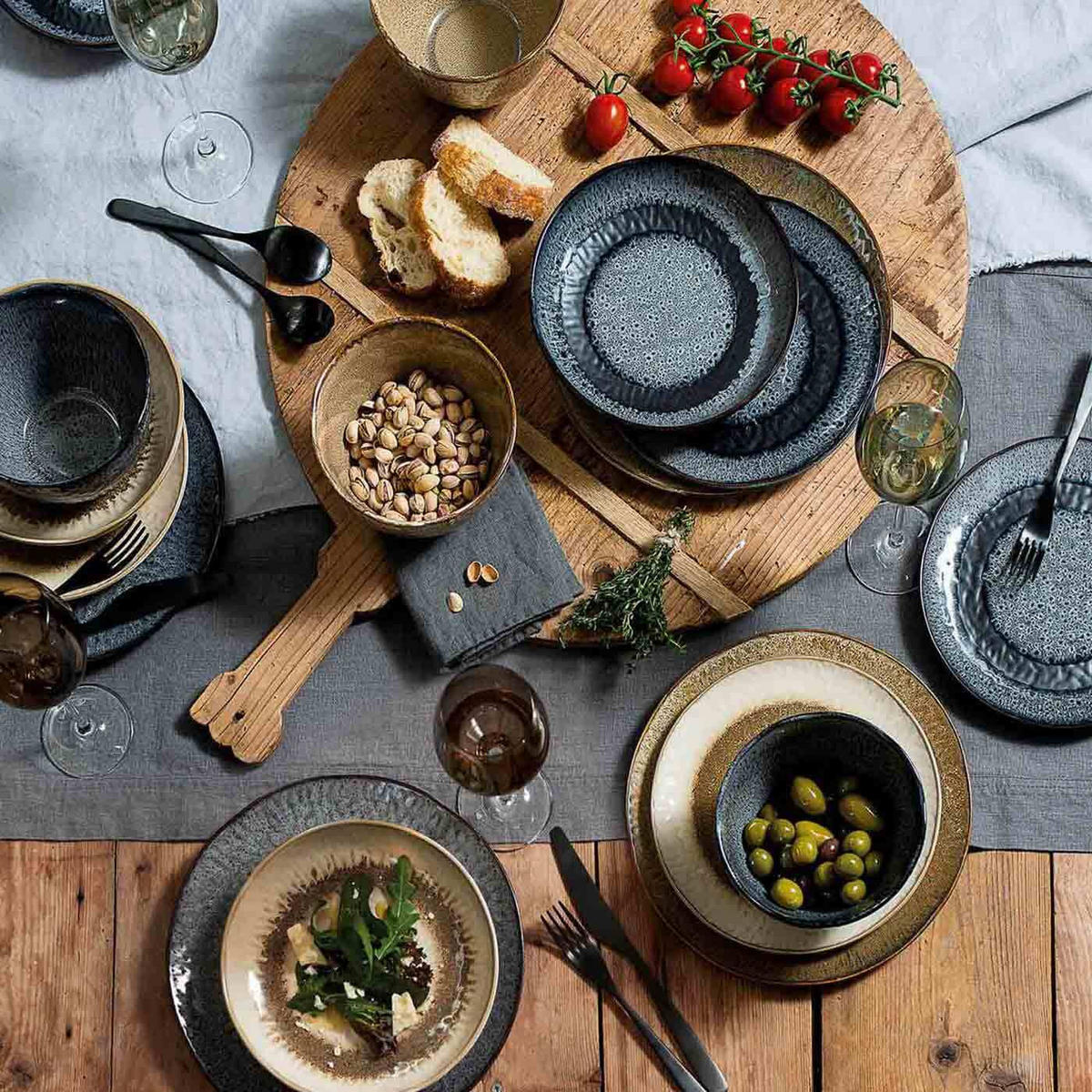 TELLERSET Matera anthrazit 12er Set - Anthrazit, Keramik (1/1/1cm) - Leonardo Living