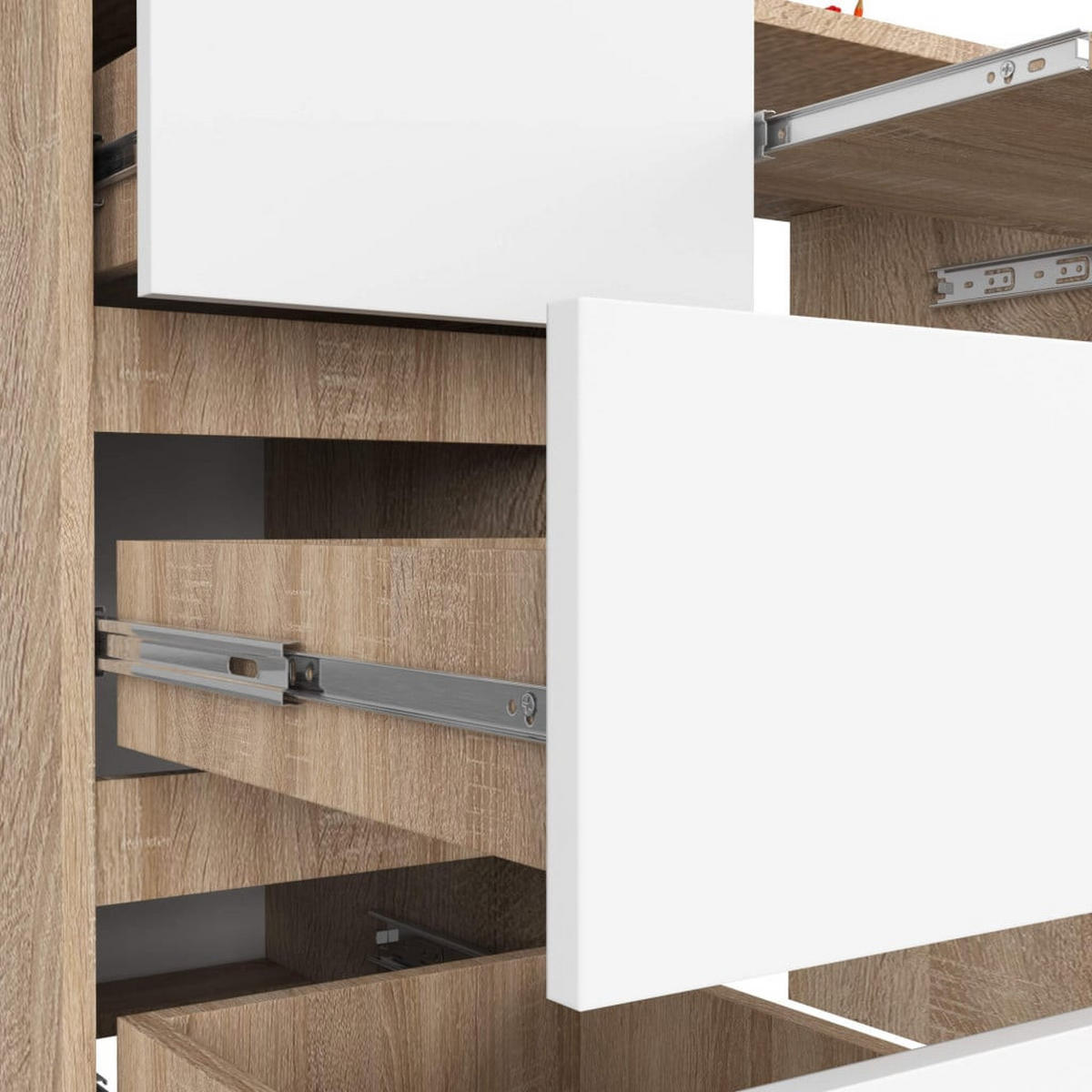 SCHREIBTISCH Eiche Sonoma, Weiß 77/90/50 - Weiß/Sonoma Eiche, Holzwerkstoff (50/90/77cm) - RAUMHIRSCH FURNITURE