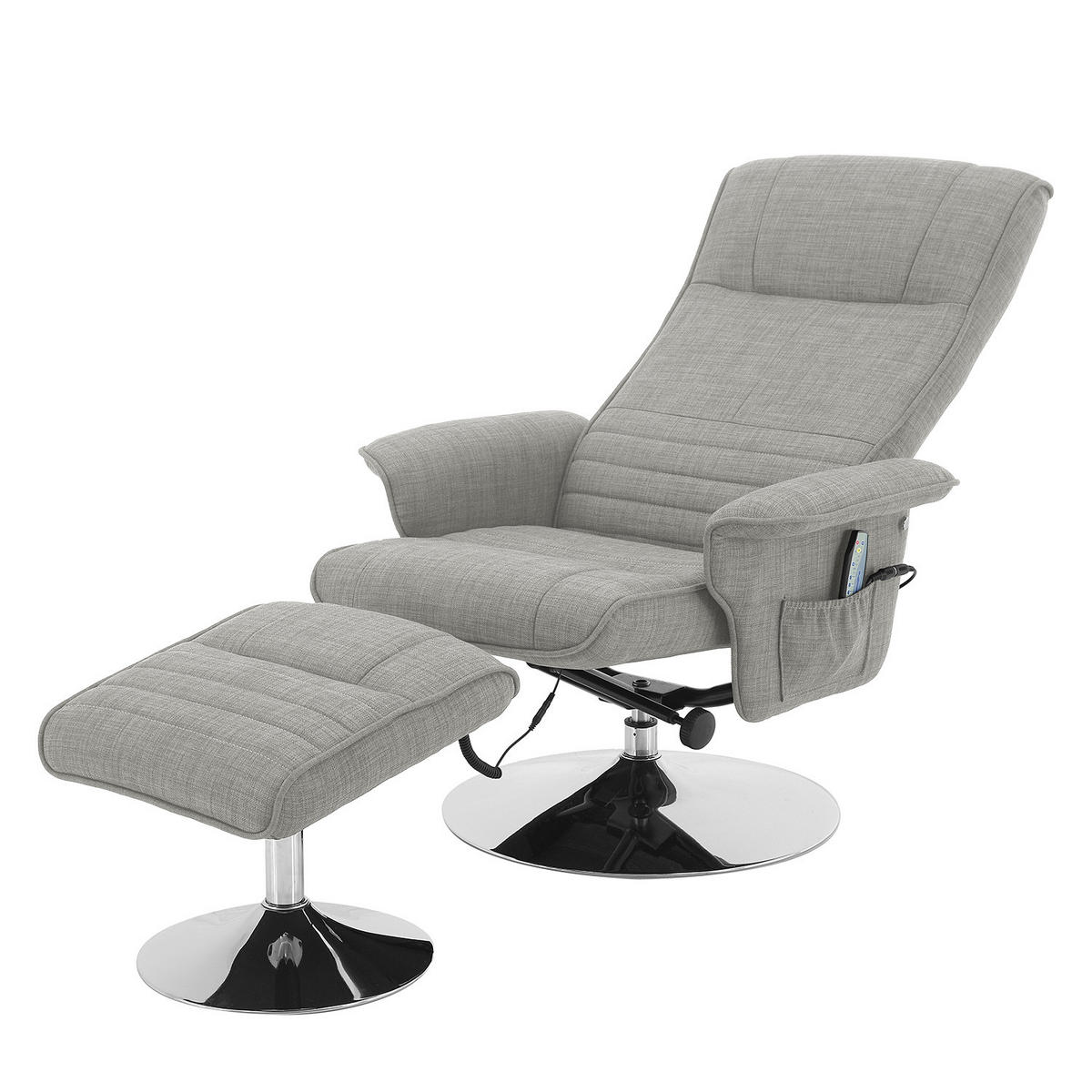 MASSAGESESSEL - Grau - Flachgewebe - Chrom - Hellgrau, Textil/Metall (78/114/86cm) - home24