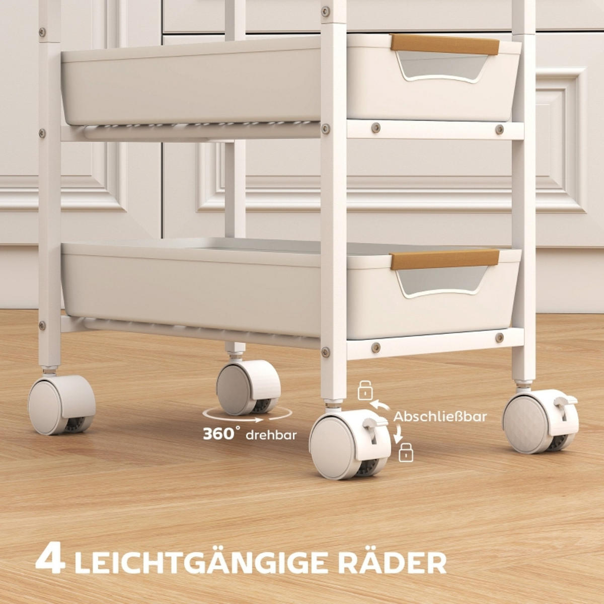 KÜCHENWAGEN 5-Stufiger , ROLLWAGEN MIT 4 SCHUBLADEN, Metallrahmen, 39,5/82/24 cm - Weiß, Holzwerkstoff (24/82/39.5cm) - Rolipo