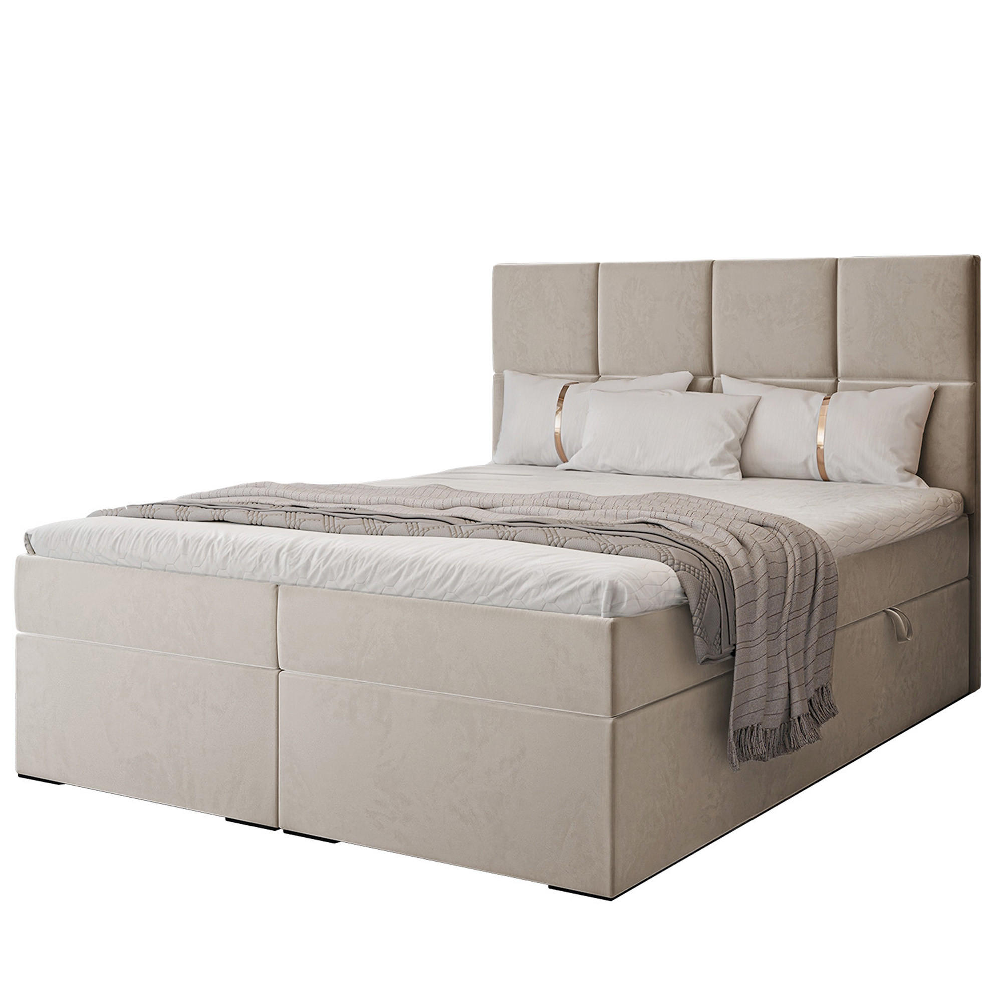 BOXBETT 120x200 cm mit Topper - Beige, Textil (120/200cm) - Idohome