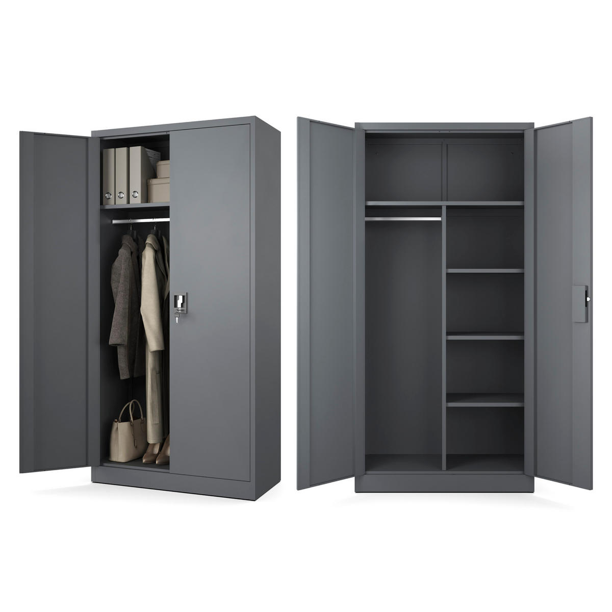 AKTENSCHRANK Sozialraumschrank aus Stahl Metallschrank für Büro Stahlschrank für Dokumente Anthrazit 90x45x185cm - Anthrazit, Metall (90/185/45cm) - Muralo