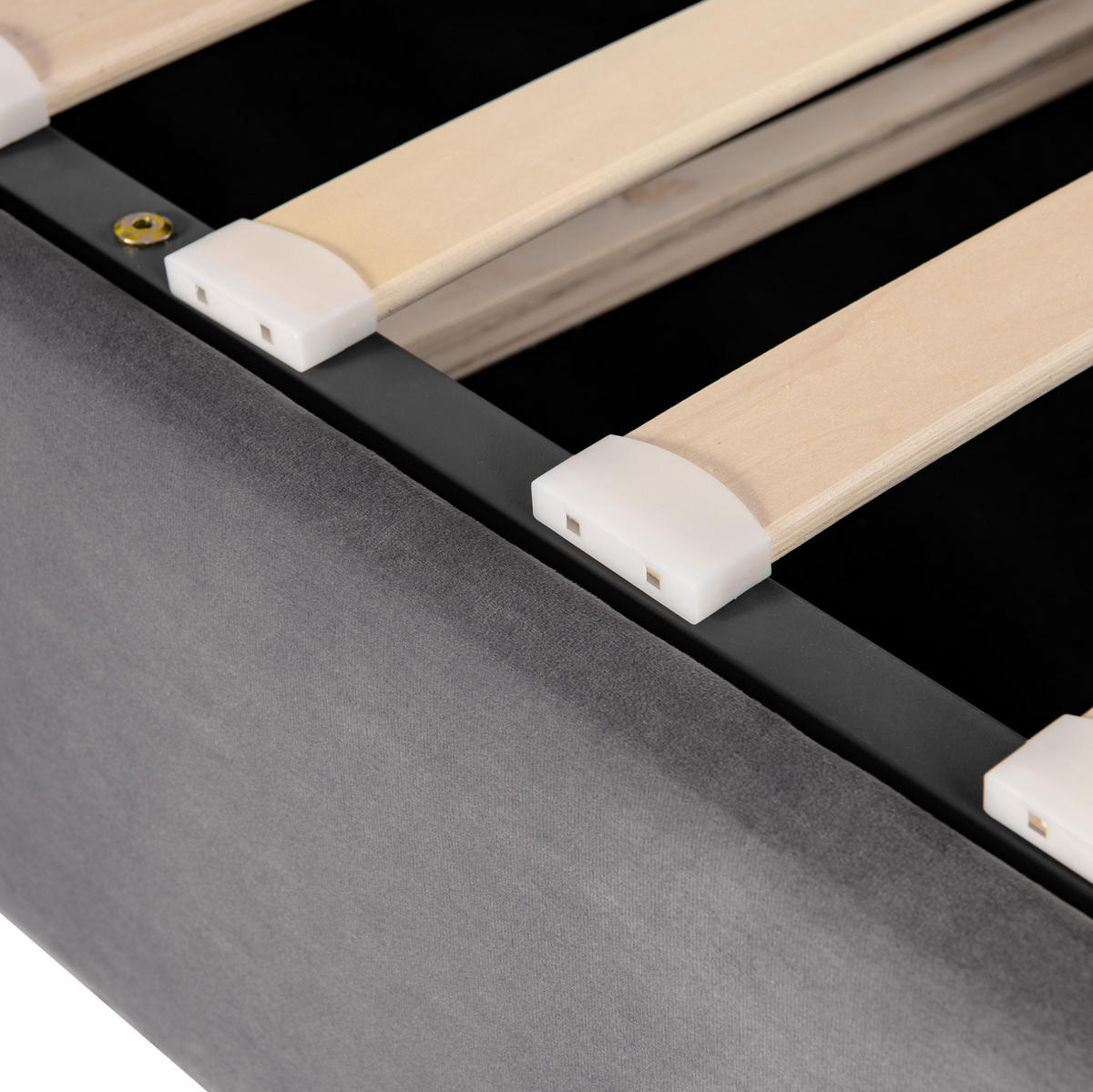 POLSTERBETT 140/200 cm Grau aus Samt mit Bettkasten - Grau, Textil (140/200cm) - OKMYHOME