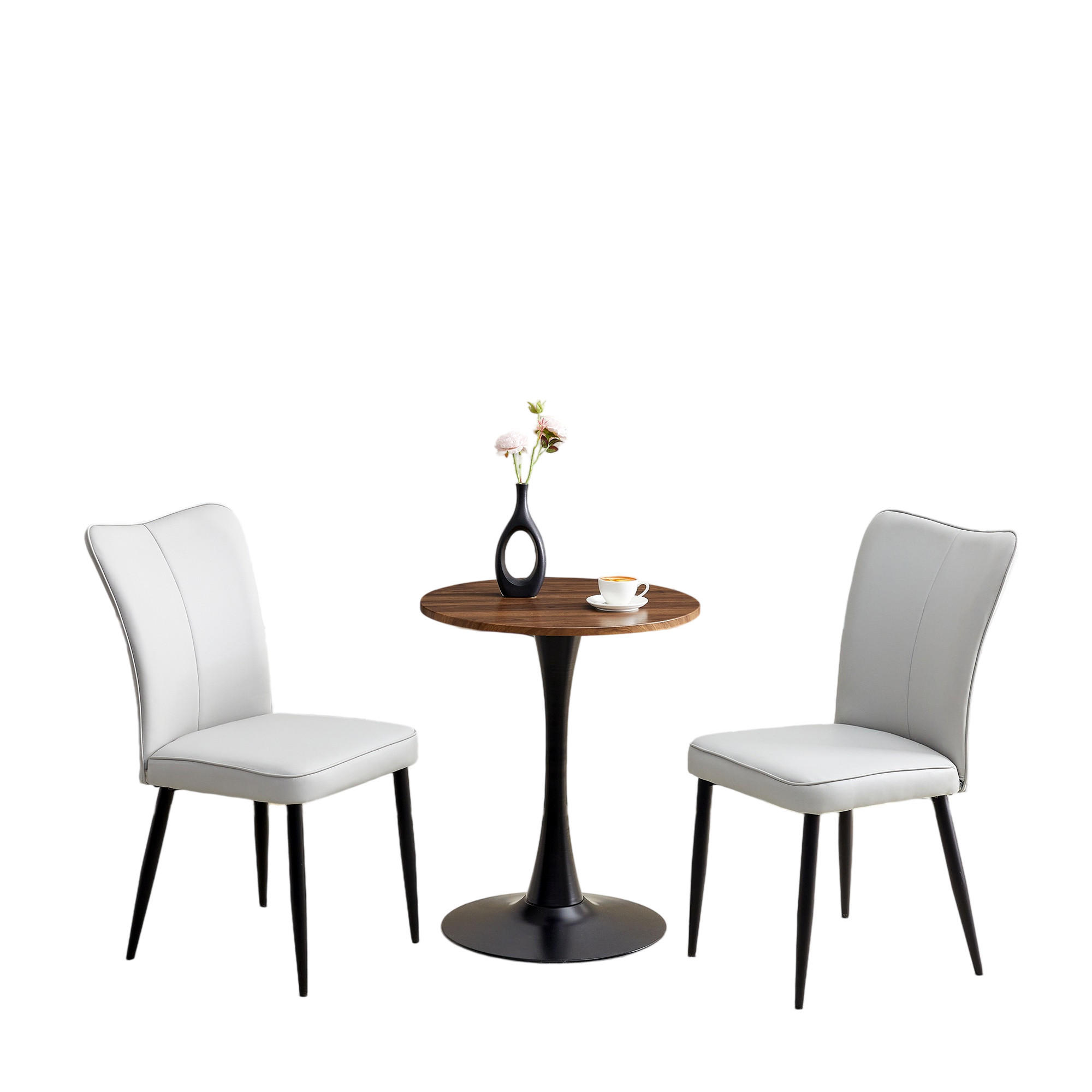 ESSGRUPPE DE-39406 3-teilig, mit 2 PU-Stühlen Hellgrau - Hellgrau, Holzwerkstoff (60/72/60cm) - ComfortXL