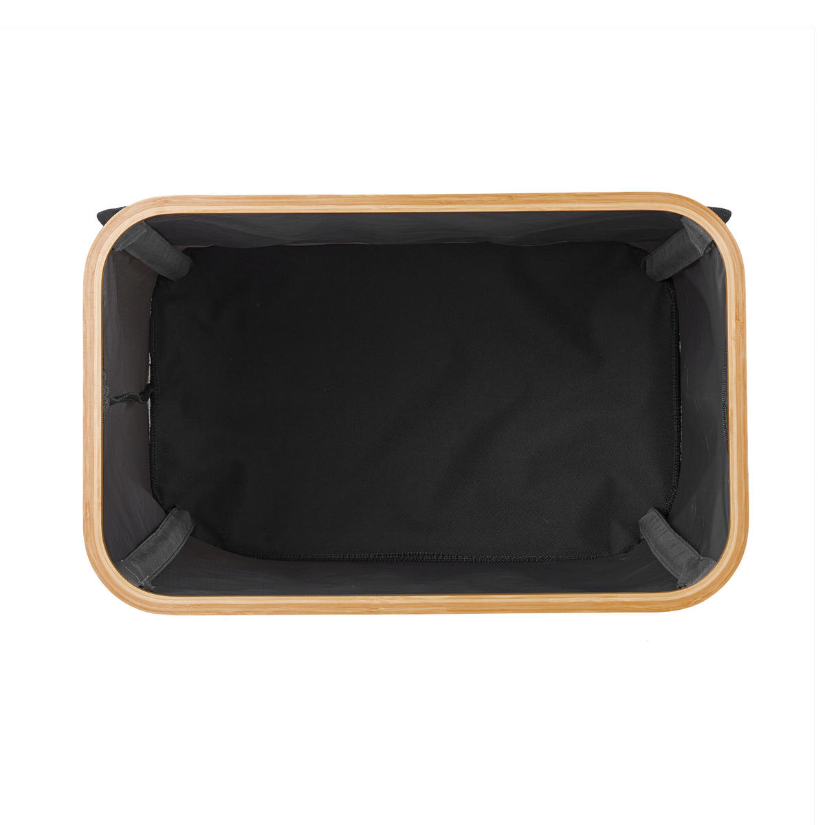 WÄSCHEKORB - Schwarz, Holz/Textil (54/75/34cm) - Relaxdays