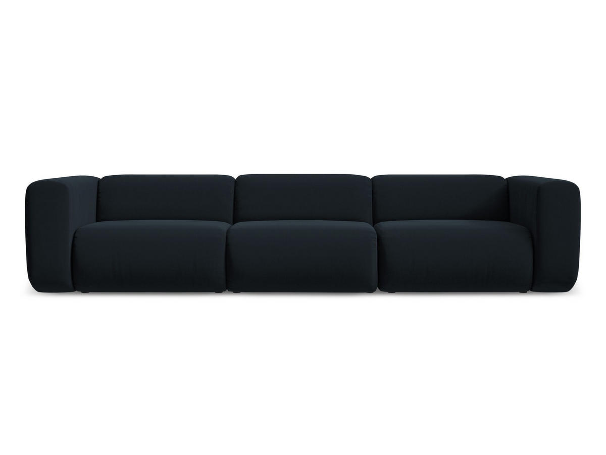 4-SITZER-SOFA Samt Stoff Blau - Blau/Schwarz, Kunststoff/Textil (319/70/89cm) - Makamii