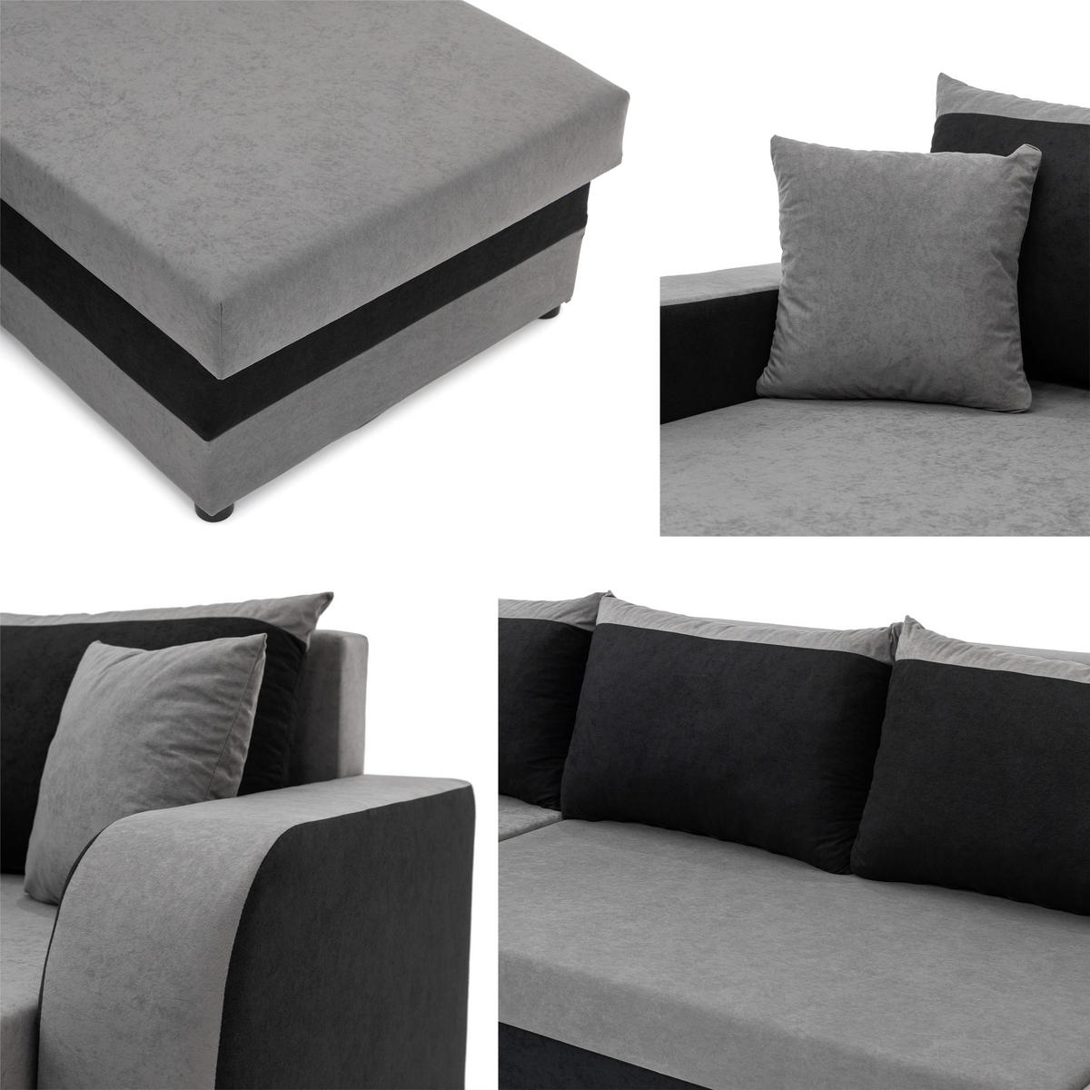ECKSOFA Kris U - Beige/Schwarz, Holz/Kunststoff (304/80/140cm) - MIRJAN24