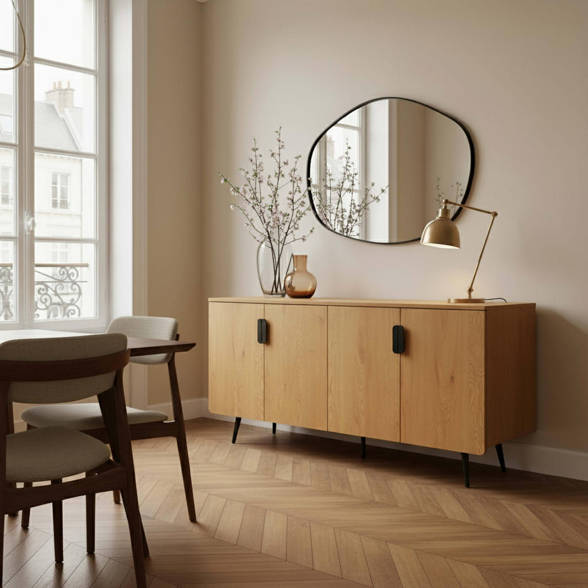 SIDEBOARD 160 cm, helles Holz - Beige, Holz (40/75/160cm) - Oviala