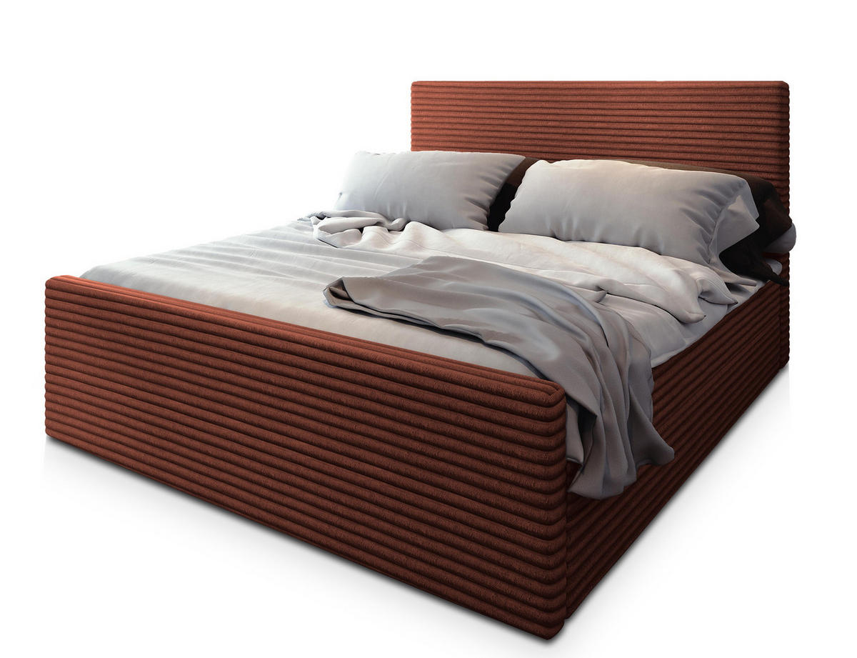 POSTEL BOXSPRING BRENTO 160x200 cm, s matrací a úložným prostorem, hnědá - hnědá, kompozitní dřevo/textil (160/200cm) - MASSENO