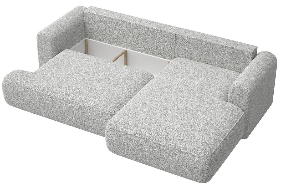 ECKSOFA Ovo Hellgrau Webstoff-Bezug - Hellgrau/Schwarz, Kunststoff/Textil (260/165cm) - Selsey