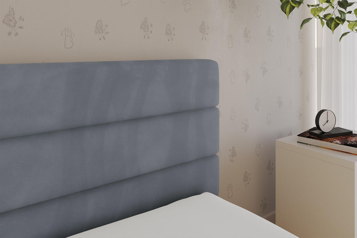 EINZELLBETT Jugendbett mit Bettkasten, Links - BEMY 90x200 Grau - Grau, Holzwerkstoff/Textil (90/200cm) - ALTDECOR