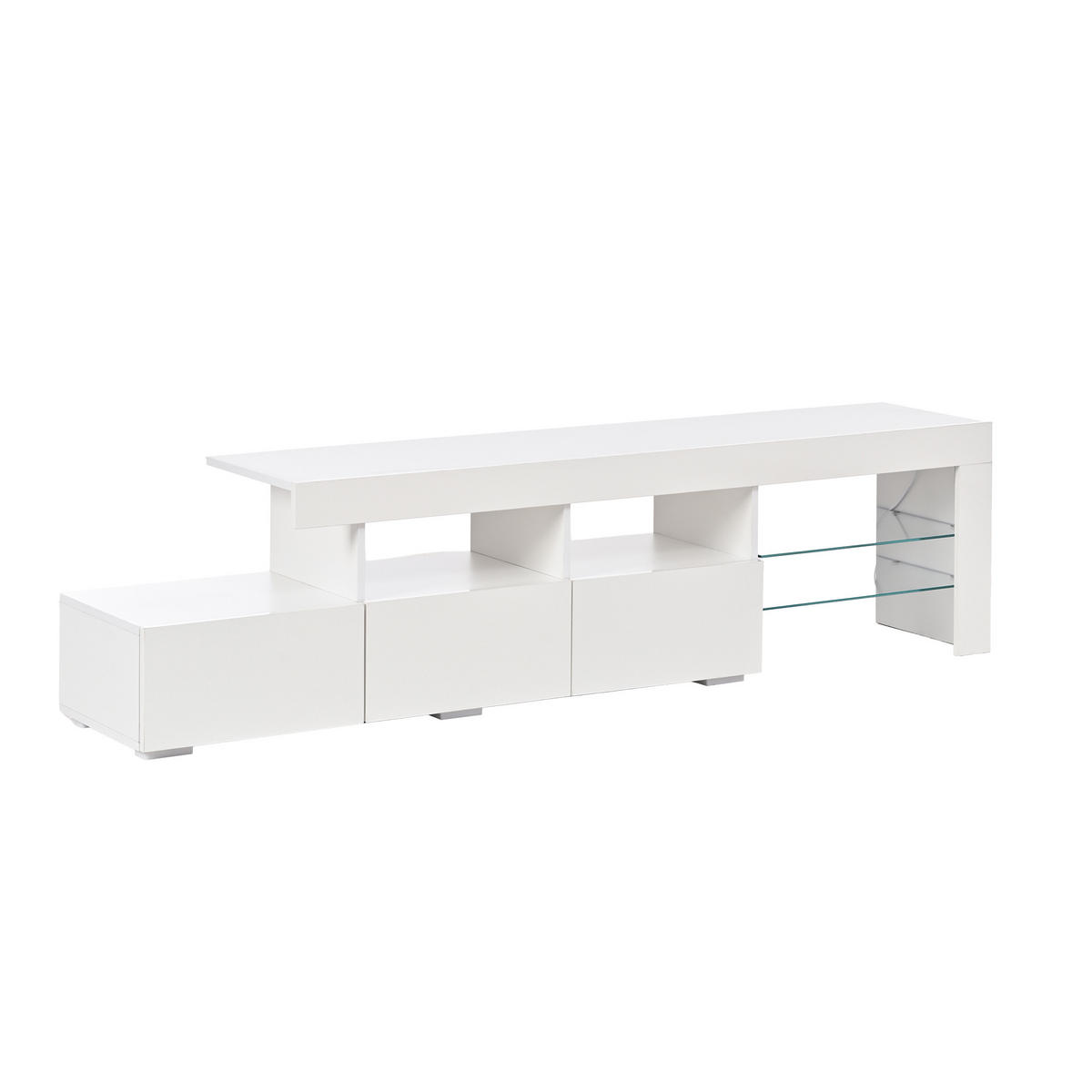 TV-RACK 180x35x45cm Hochglanz-Weiß mit App-gesteuerter LED-Beleuchtung - Weiß, Holz (42.49/10.01/162cm) - Raelunyi