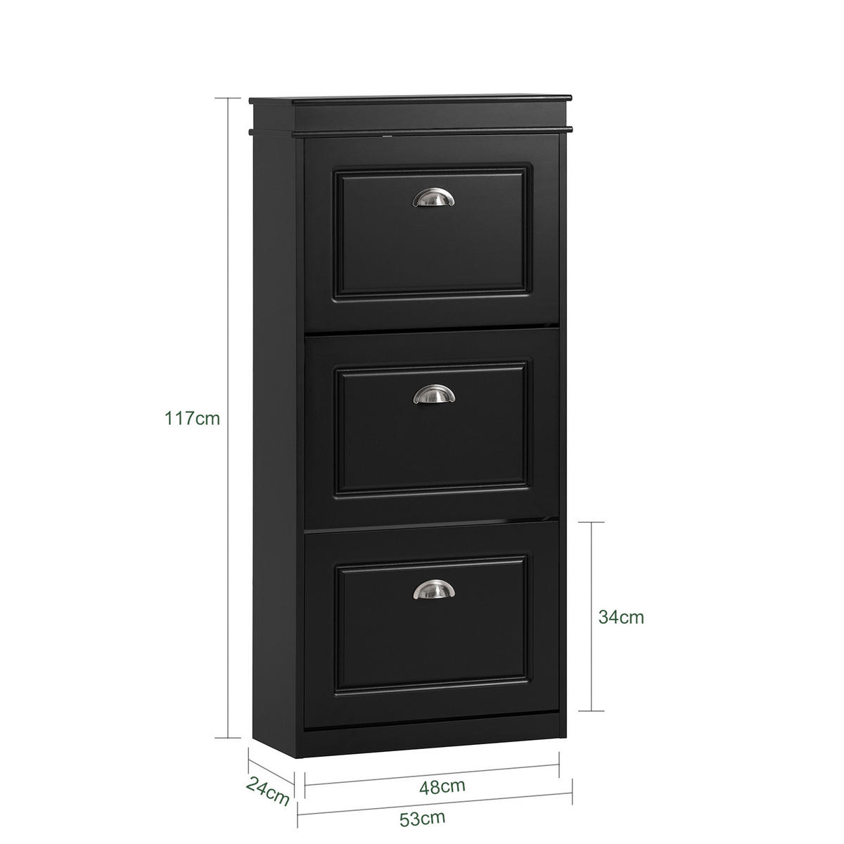 SCHUHSCHRANK Schwarz - Schwarz, Holzwerkstoff (53/117/24cm) - SoBuy