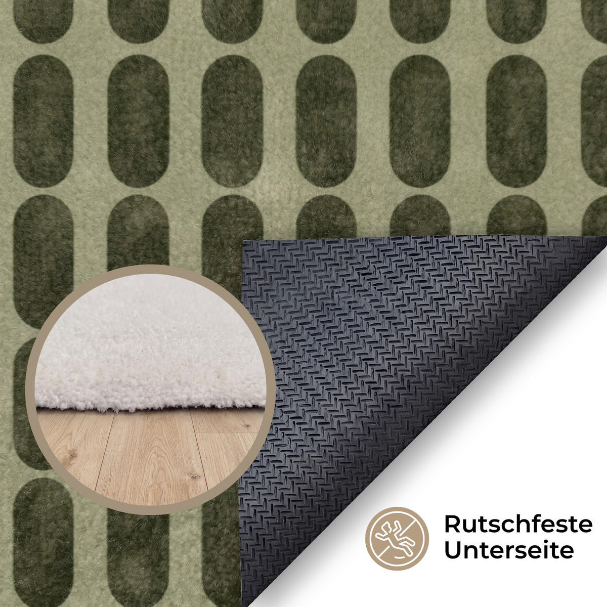 KOBERCE - Rytmické - Impact - Zelené - 200x140 cm - olivovozelená, textil/plast (200/0.4cm) - OnlyWow