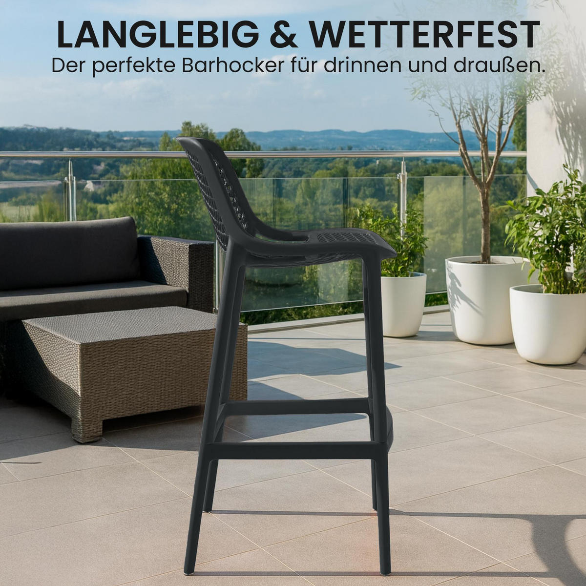 BARHOCKER 2er Set Kunststoff Schwarz - Schwarz, Kunststoff (45/105/53cm) - CLP