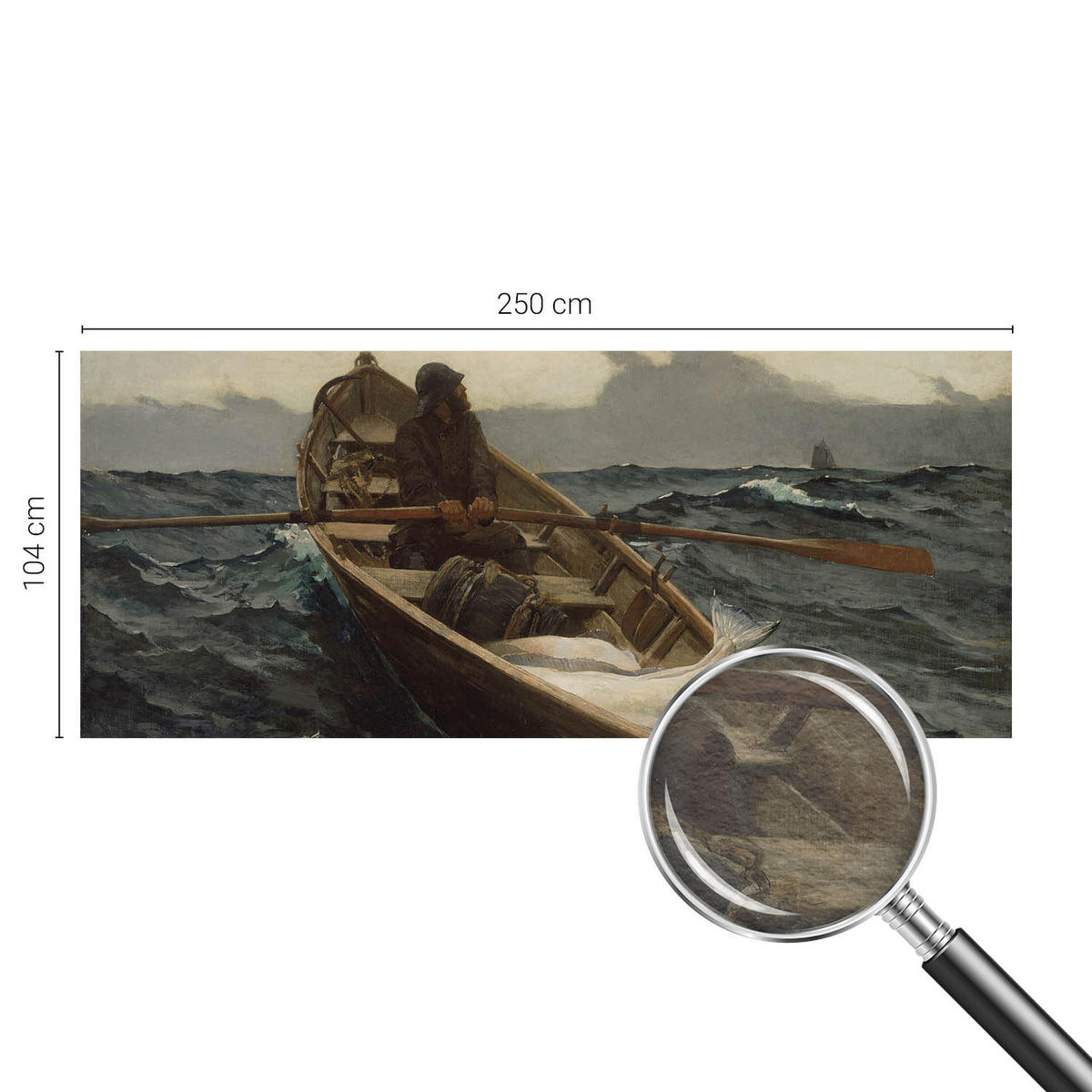 FOTOTAPETE 250x104 cm - Fischer auf See - Grau, Textil (250/104cm) - Wallfluent