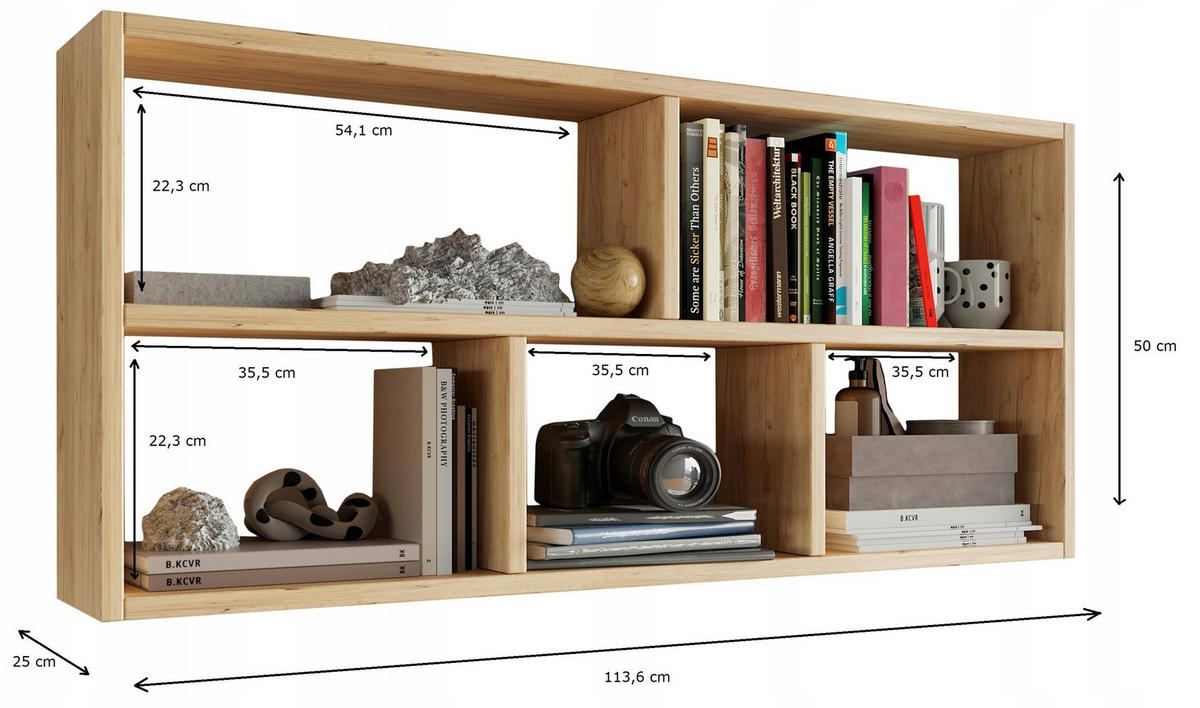 HÄNGEREGAL TEO Sonoma Eiche 113,6/25/50 cm - Sonoma Eiche, Holzwerkstoff (113.6/50/25cm) - Matkam Möbel