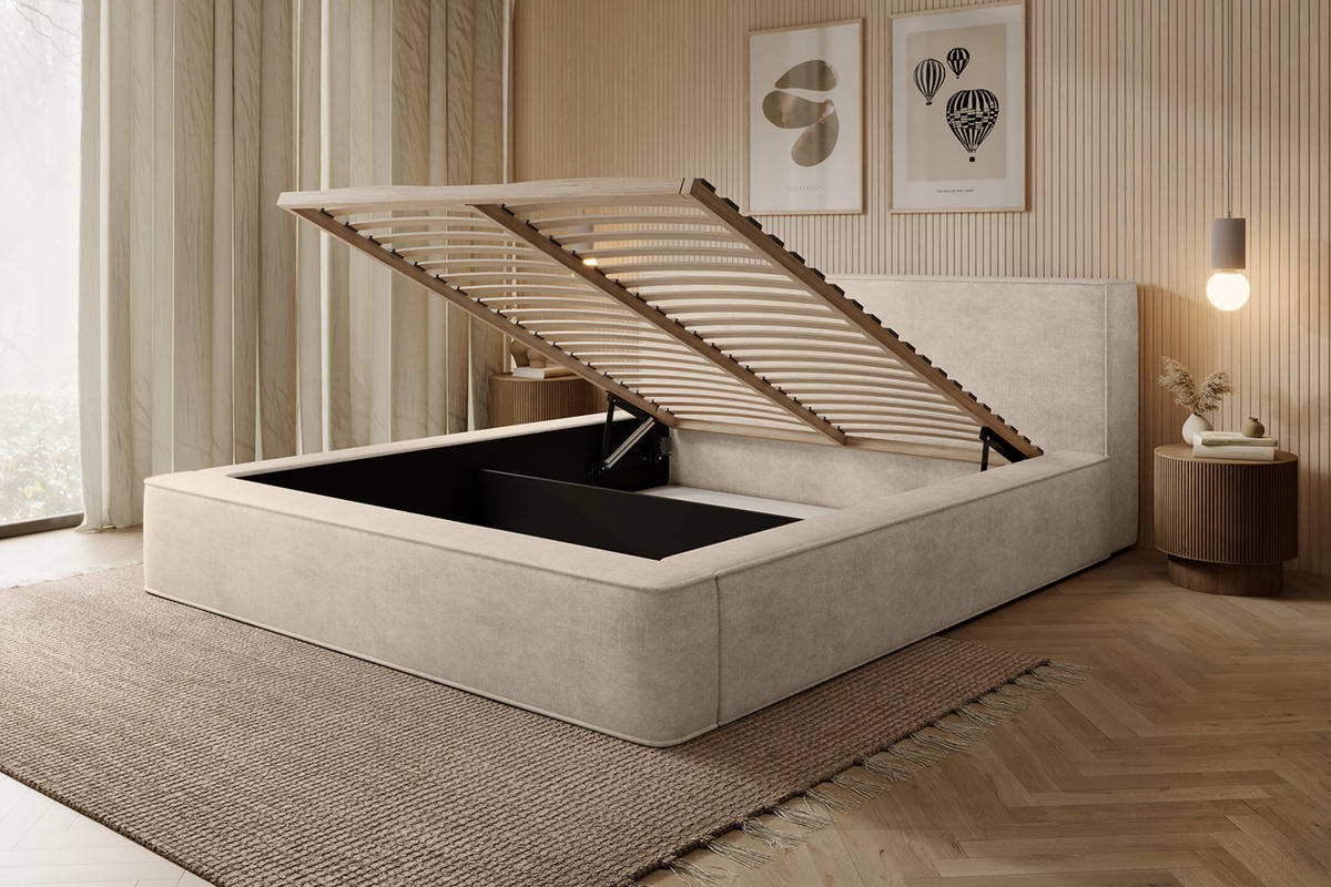 POLSTERBETT MUMMO 160x200 cm, Creme - Creme, Textil (200/160cm) - Fedve