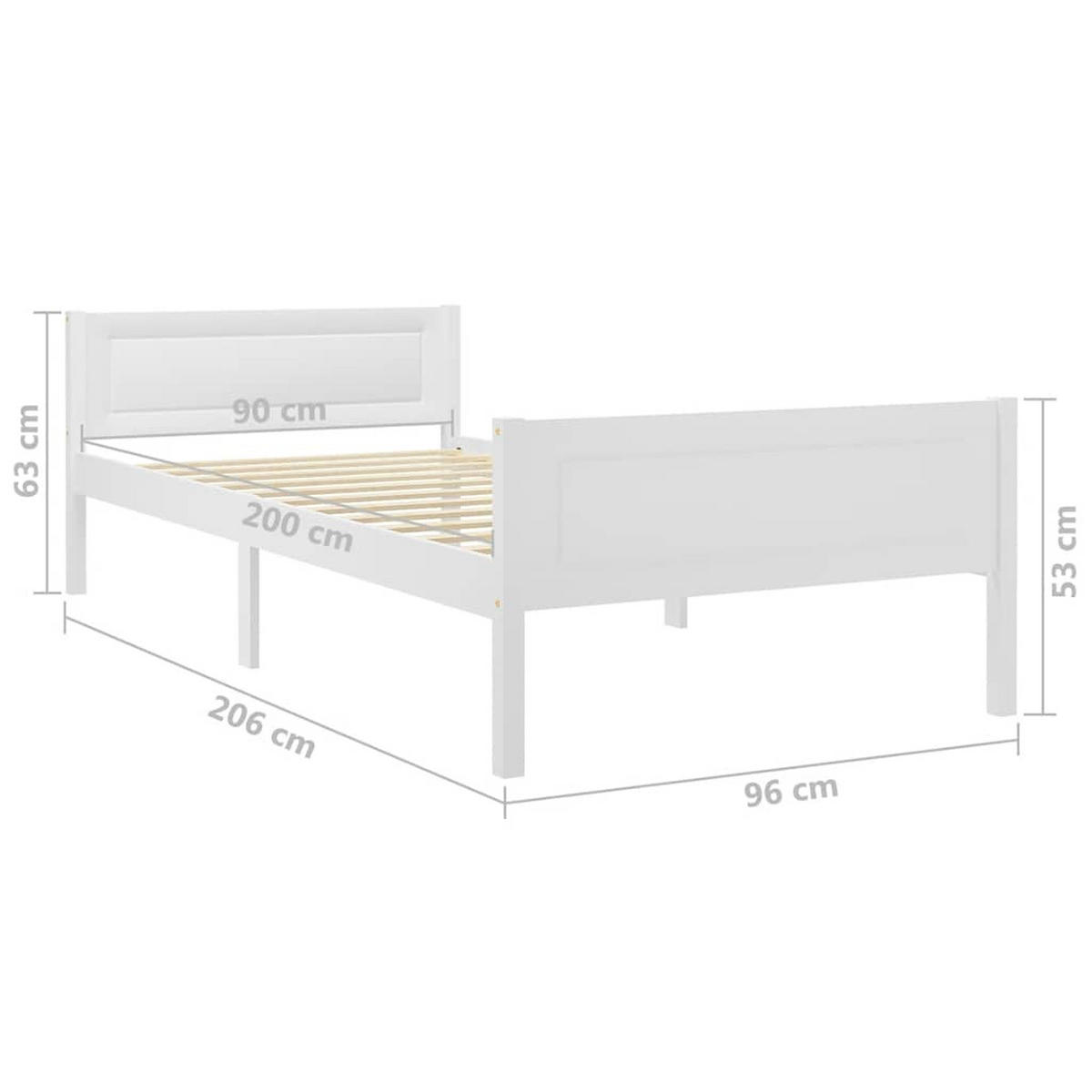 MASSIVHOLZBETT Weiß Kiefer 90/200 Cm - Weiß, Holz (90/200cm) - vidaXL