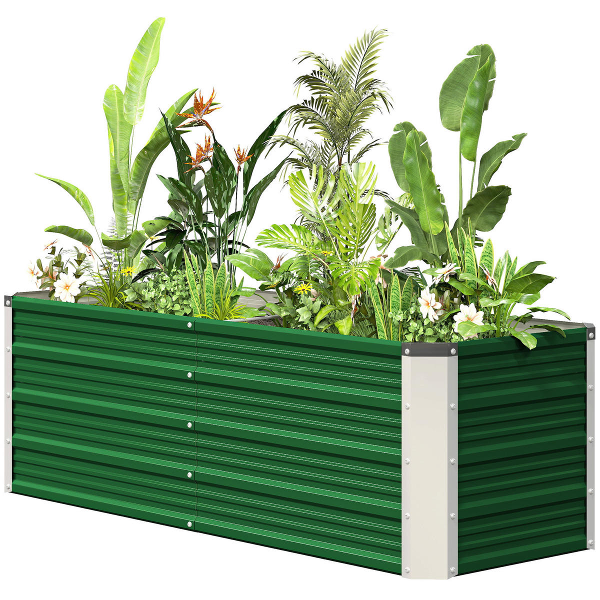 HOCHBEET, Metall offener Boden, separate Pflanzbereiche, 125x47x44cm, Grün - Multicolor, Holzwerkstoff (125/44/47cm) - FORIOUS