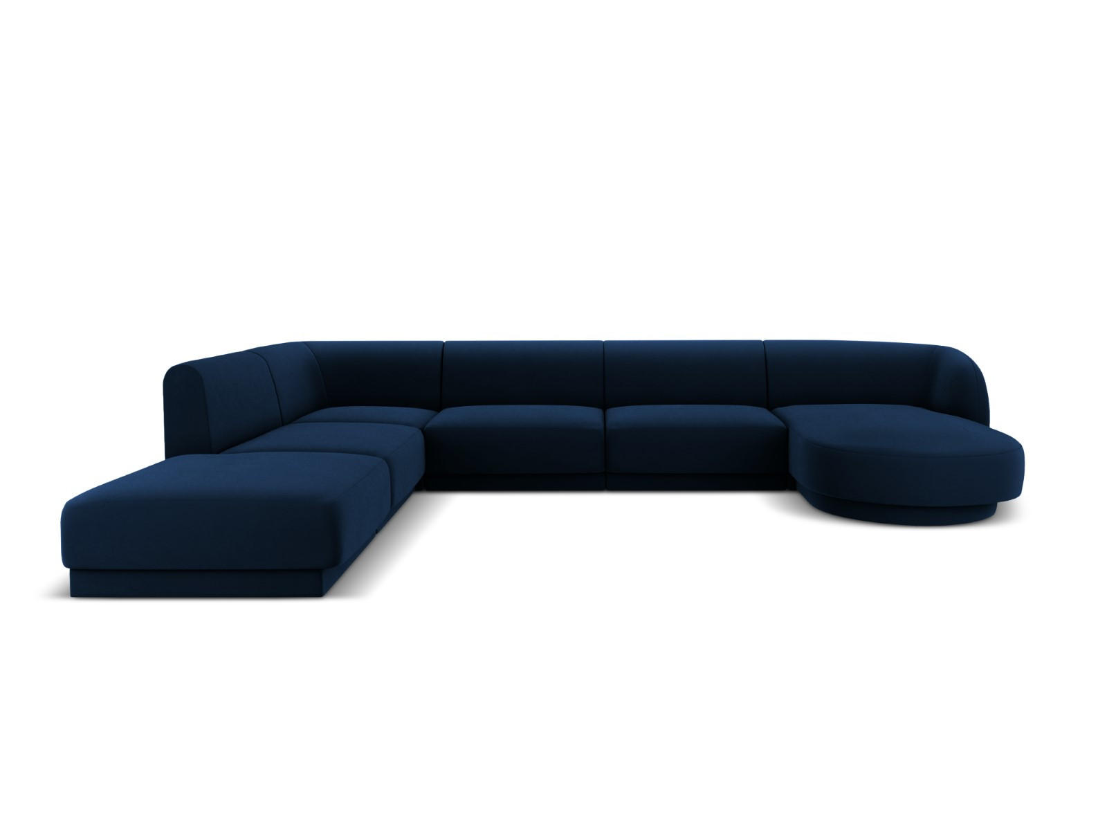 PANORAMASOFA links Miley aus Samt königsblau 6 Sitzplätze - Blau, Textil (255/70/330cm) - Micadoni