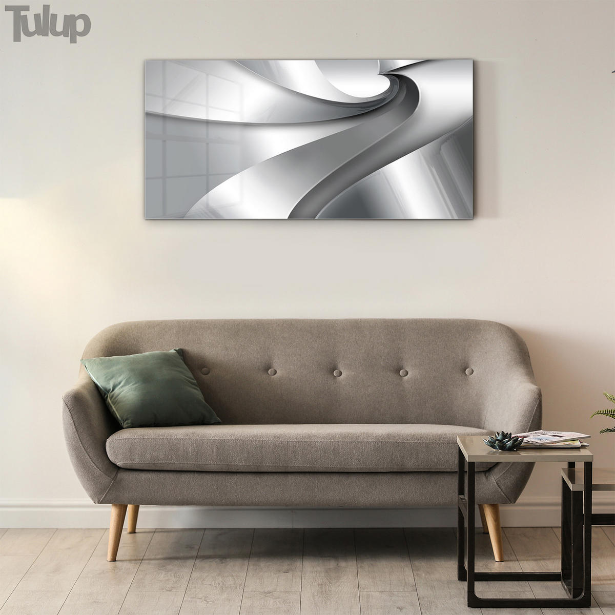 GLASBILD 120x60 cm Moderne Kunst - Silberfarben, Glas (120/60cm) - TULUP