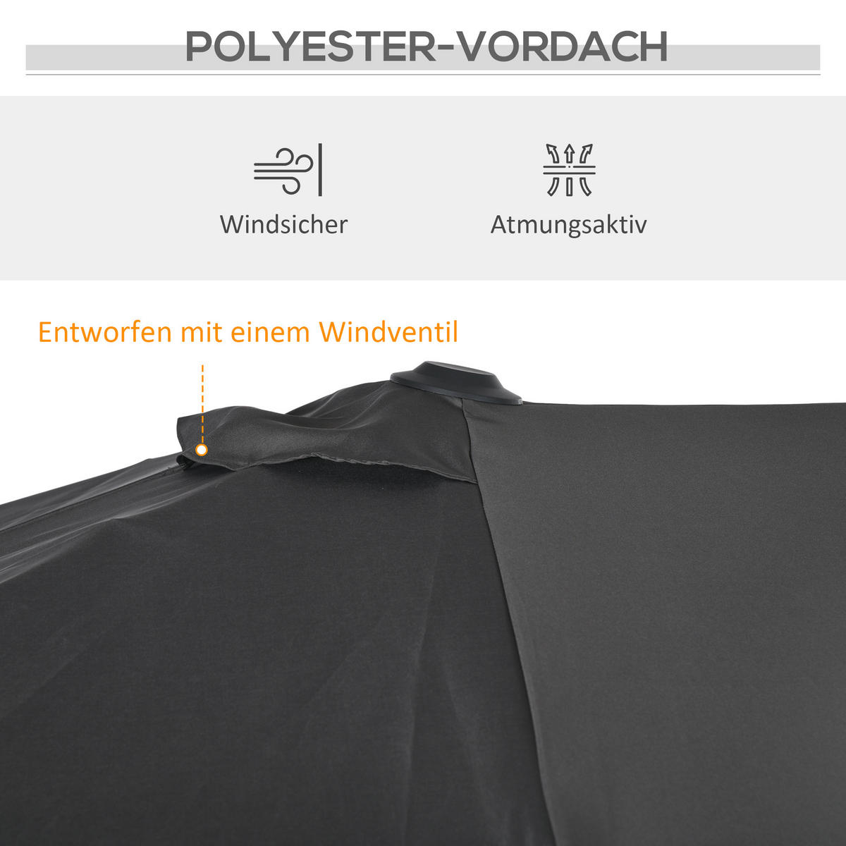 SONNENSCHIRM, Polyester, Metall, Grau - Grau, Metall (150/295cm) - Outsunny