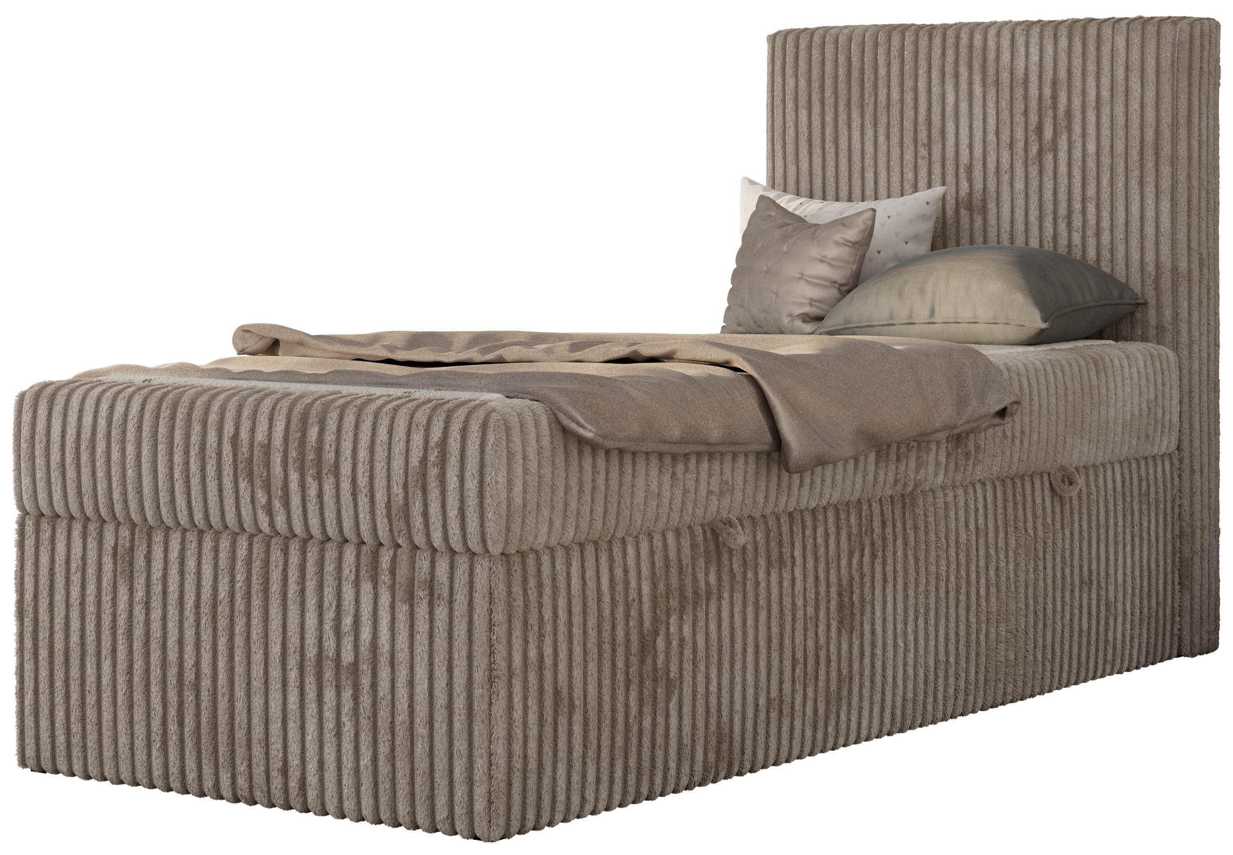 JUGENDBETT TILIO 90/200 - Hellbraun - H4 - Rechts Seite - Hellbraun, Textil (90/200cm) - MKS