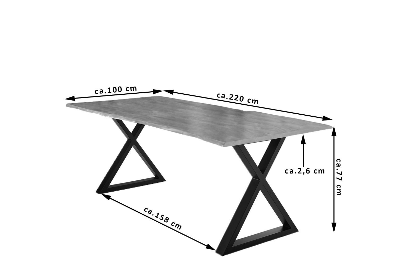 ESSTISCH LUBIN - Schwarz/Braun, Holz/Metall (100/220/77cm) - SAM