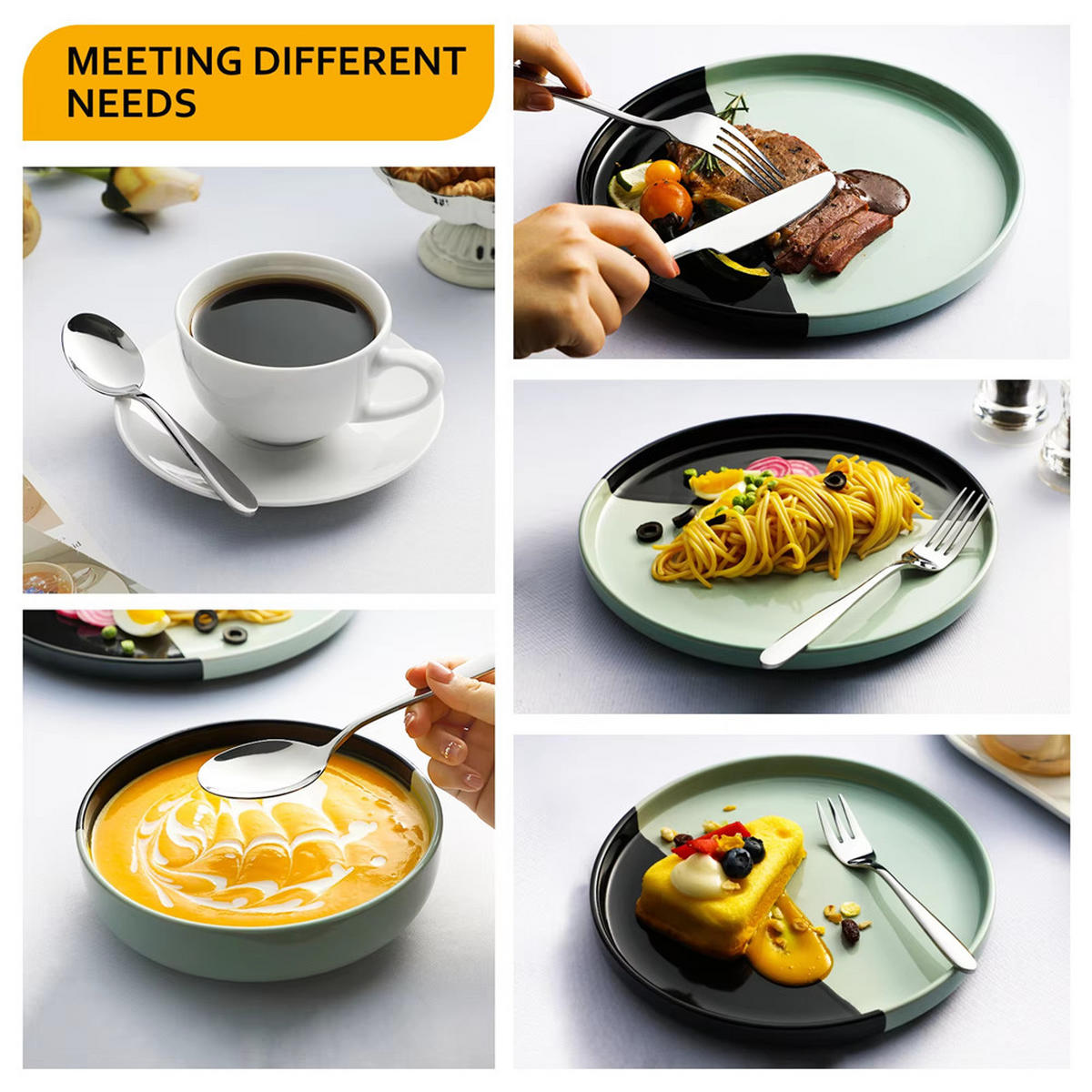 BESTECKSET 60-teilig Edelstahl für 12 Personen - Silberfarben, Metall (1.9/0.5/22cm) - Bextcok